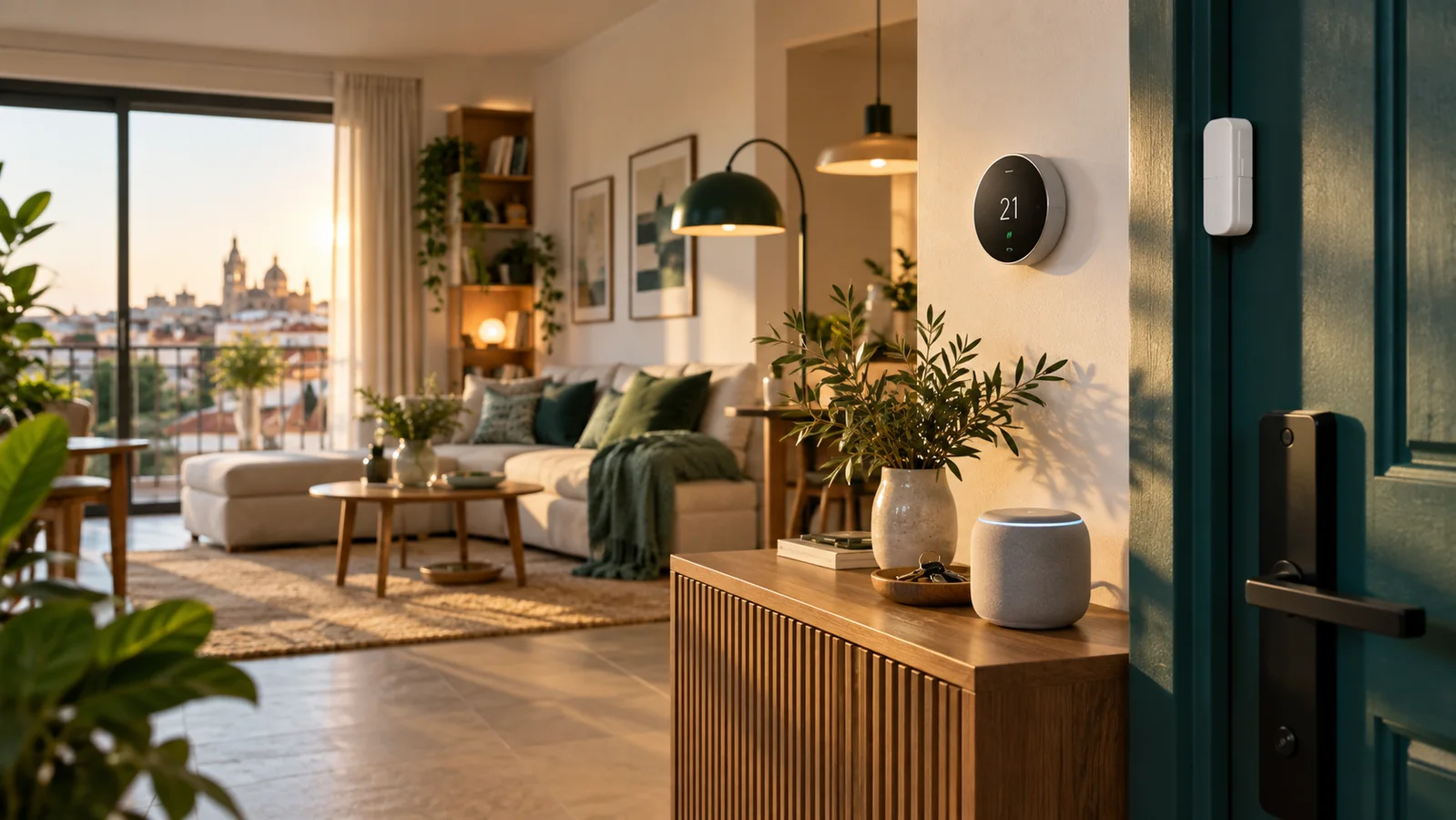 Escena genérica de una casa con dispositivos inteligentes