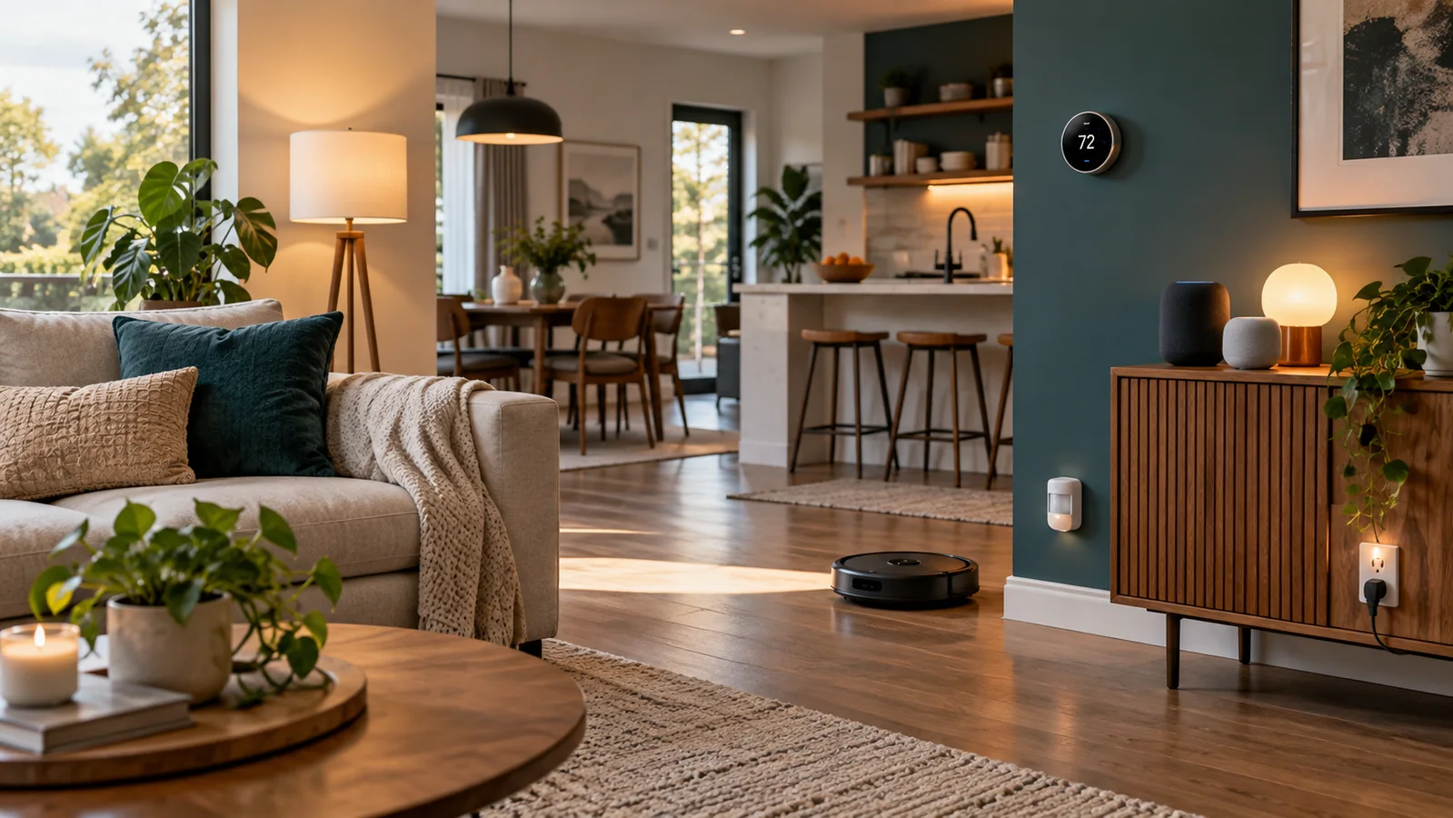 Escena genérica de una casa con dispositivos inteligentes